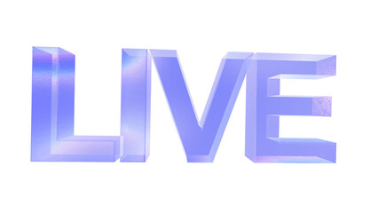 3d Live text with aberration effect isolated on a transparent background. Blue tone. 3d transparent elements for graphic design.