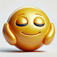 Naklejka premium 3D Relaxed Emoji with Yellow Surface
