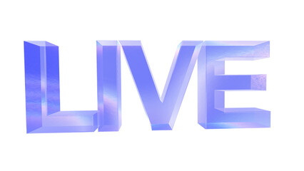 3d Live text with aberration effect isolated on a transparent background. Blue tone. 3d transparent elements for graphic design.