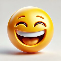 Fototapeta premium 3D Yellow Laughing Emoji with Shiny Surface