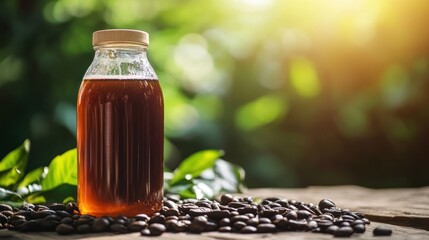 Fototapeta premium Cold-brew coffee in eco-friendly bottle