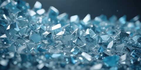 Shimmering glass fragments in a soft blue hue, gossamer, glowing, abstract glass texture