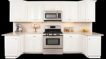 Fototapeta premium Bright and Clean Modern Kitchen Interior with Stainless Steel Appliances