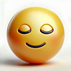 Fototapeta premium Neutral Face 3D Emoji with Yellow Color and Shiny Surface