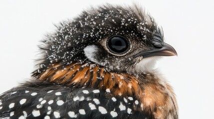Close-Up Portrait of a Colorful Bird with Unique Feather Patterns