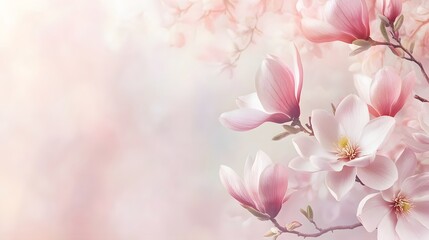 Delicate Pink Magnolia Blossoms in Springtime
