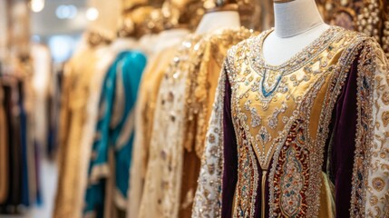 Obraz premium Intricate Costumes with Cultural Elements on Display