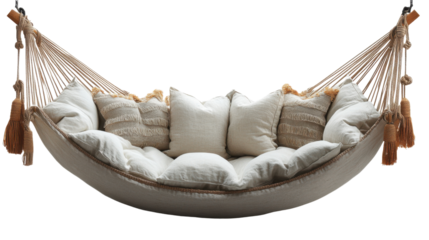 baby sleeping in a hammock isolated on white background 