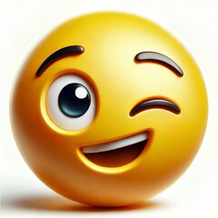 Fototapeta premium Shiny 3D Winking Emoji