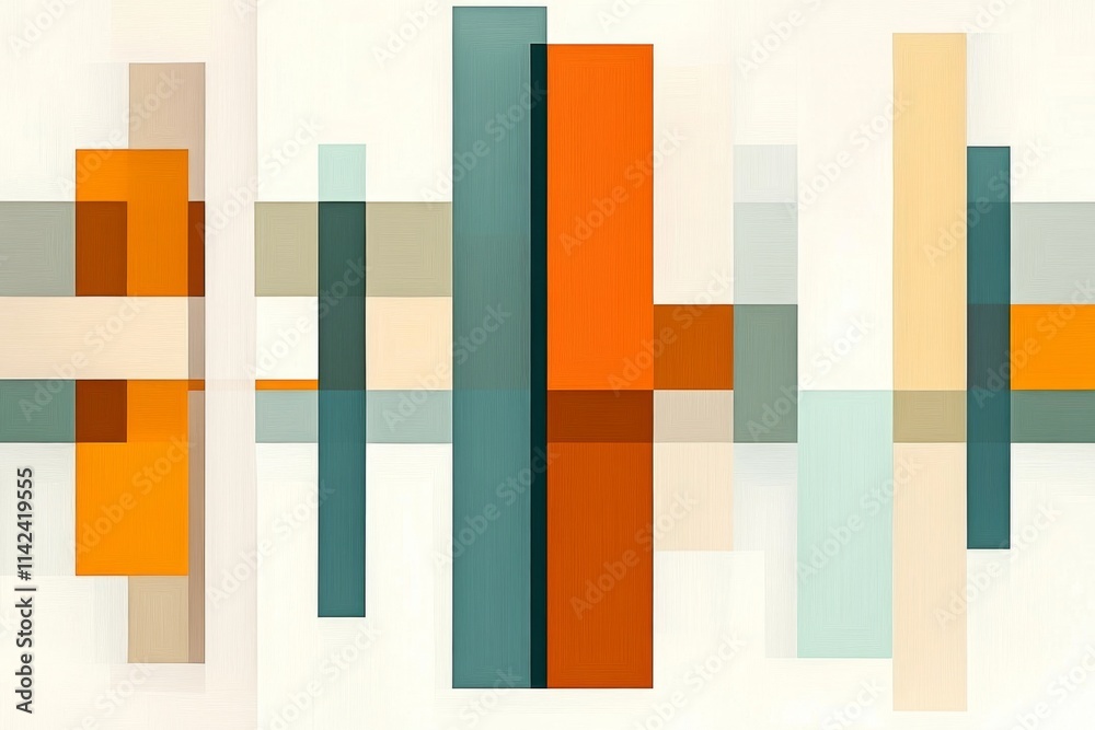 Aufkleber A flat, abstract design of a picture frame, with overlapping rectangular shapes in muted earth tones symbolizing modern simplicity