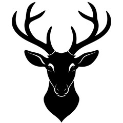 Naklejka premium deer head vector silhouette on white background