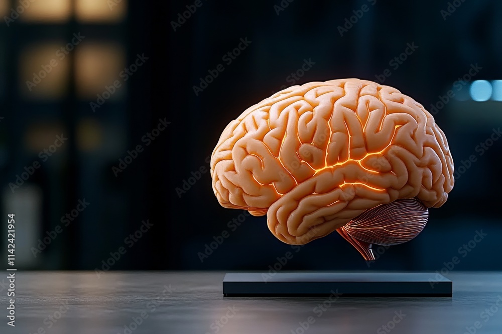 Aufkleber a futuristic scene of a human brain with glowing neural pathways, symbolizing focus and thought, set