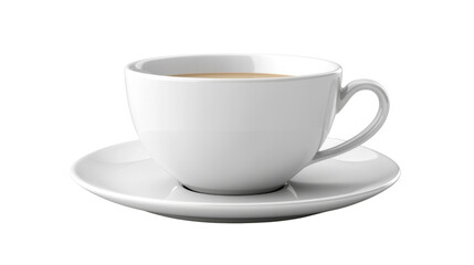 white cup of coffee isolated on white background 
