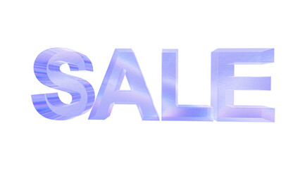 3d Sale text with aberration effect isolated on a transparent background. Blue tone. 3d transparent elements for graphic design.