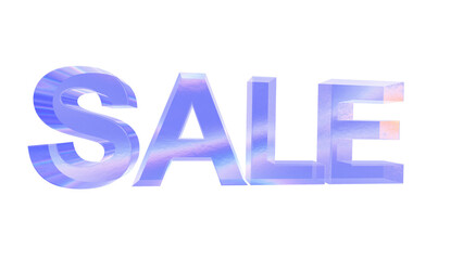 3d Sale text with aberration effect isolated on a transparent background. Blue tone. 3d transparent elements for graphic design.