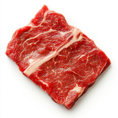 Fototapeta premium Fresh cut of beef displaying rich marbling and vibrant color on a clean white background