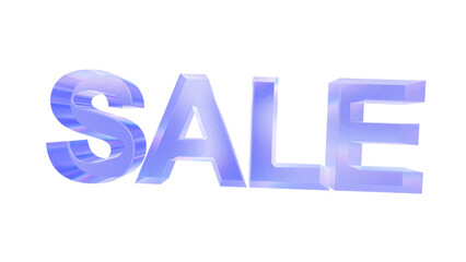 3d Sale text with aberration effect isolated on a transparent background. Blue tone. 3d transparent elements for graphic design.