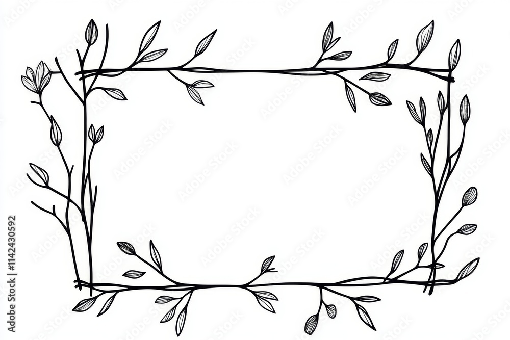 Poster a minimalist illustration of a rectangular frame with clean, geometric lines, drawn in soft monochro