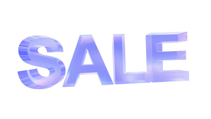 3d Sale text with aberration effect isolated on a transparent background. Blue tone. 3d transparent elements for graphic design.