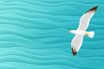 Fototapeta premium A minimalist illustration of a soaring bird with clean, flowing lines against a soft gradient background
