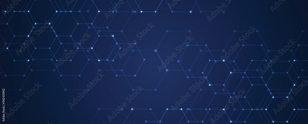 Poster Geometric hexagon abstract science and technology background