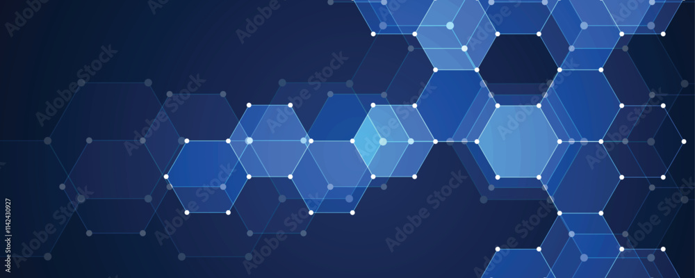 Aufkleber Geometric hexagon abstract science and technology background