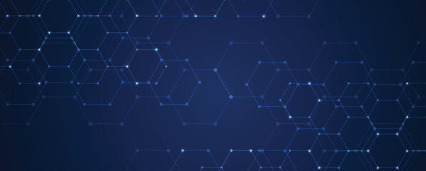 Geometric hexagon abstract science and technology background