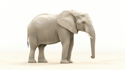 Obraz premium Realistic 3D Elephant Model on White Background for Various Uses