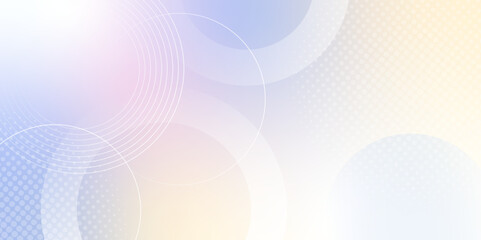 Abstract hologram colorful gradient design with halftone circle decoration background. Abstract pastel background with dynamic circle lines. Minimalist banner background, pastel, pink and yellow color