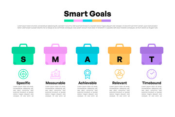 SMART Goals Infographic Featuring Briefcase Icons in Colorful Modern Layout