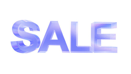 3d Sale text with aberration effect isolated on a transparent background. Blue tone. 3d transparent elements for graphic design.