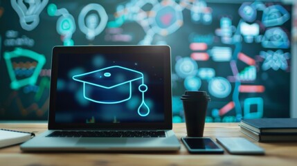 EdTech Education technology distance learning online concept. Online education training and e-learning webinar on internet for personal development and professional qualifications.