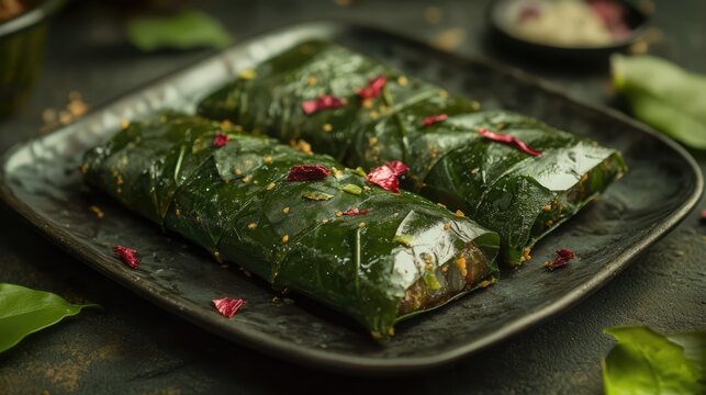 Calcutta Mitha Meetha Masala Paan Traditional Mouth Freshener Wrapped in Betel Leaf Garnished with Petals and Spices