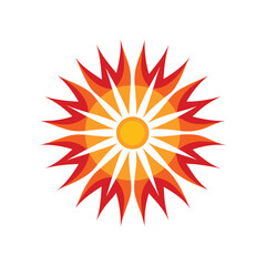 Colorful Sunburst Design - Bright Red and Orange Symmetrical Sun Art for Graphic Design Projects