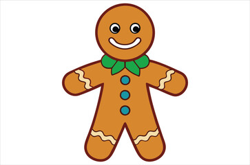 Obraz premium Cute Christmas gingerbread man in flat style isolated on white background. Christmas cookies, Vector illustration
