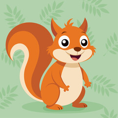 Funny Cartoon Squirrel. Portrait of cute little American Red Squirrel. Cute Squirrel friend Vector illustration. Cartoon Squirrel character design with flat color. Happy forest squirrel. 