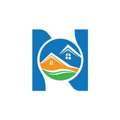 Letter N vector logo template, Colorful Letter N logo, Real Estate, Building and Construction Logo Design Template Vector Icon