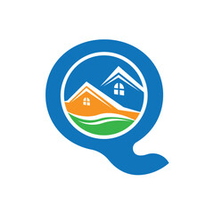 Letter Q vector logo template, Colorful Letter Q logo, Real Estate, Building and Construction Logo Design Template Vector Icon