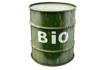 a green barrel with white text