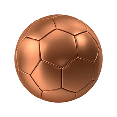 Bronze gold soccer ball on white background 
