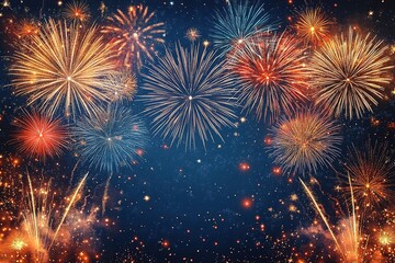Fototapeta premium Colorful Fireworks Explode in the Night Sky