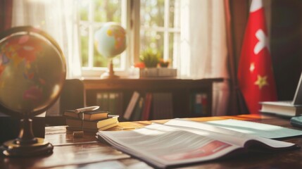 Government official meticulously reviewing healthcare policy documentson a wooden desk, symbolizing the critical roleof public health initiatives innational governance.
