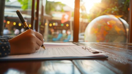 Government official meticulously reviewing healthcare policy documentson a wooden desk, symbolizing the critical roleof public health initiatives innational governance.