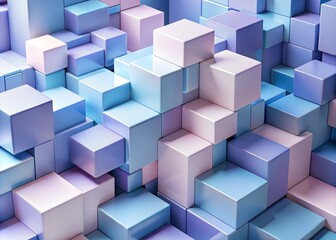 Obraz premium Abstract Pastel Blocks of Powder Blue and Soft Lilac Digital Art Calm Environment Aesthetic Viewpoint Modern Design