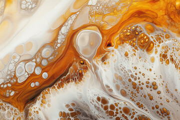 Marble abstract painting texture. Amber and white contemporary background. Template pattern for banner, poster design.