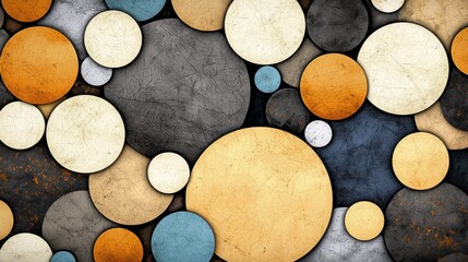 Minimalist Abstract Spheres and Pebbles Background in Earthy Tones