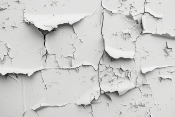Fototapeta premium Rough peeled white plaster wall. Detailed photo textured background