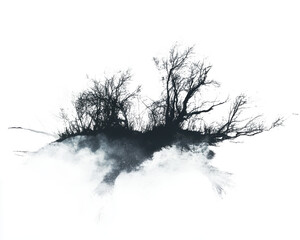Obraz premium Artistic rendering of trees on a white isolated background.