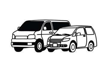 Fototapeta premium Auto Van Line Art Silhouette Vector
