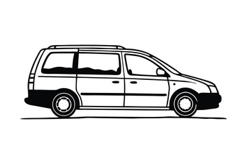 Auto Van Line Art Silhouette Vector